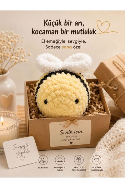 EL İŞİ Dev Amigurumi Arı Puf Oyuncak