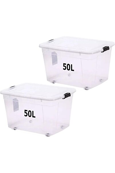 Urban URBANNX Storage Box 50 L With Lockable Lid & Wheels Clear Plastic Organ...