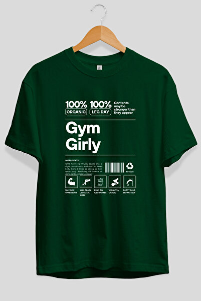 Ankhises Gym Girly Oversize Front Printed Green T-Shirt 100% Cotton Streetwea...
