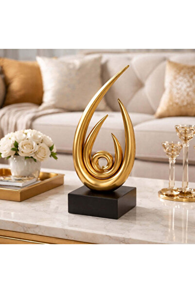 Vivendo Statueta decorativa abstracta, design modern spiral, finisaj auriu sa...