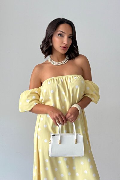Cistern İstanbul Women's Madonna Collar Polka Dot Dress