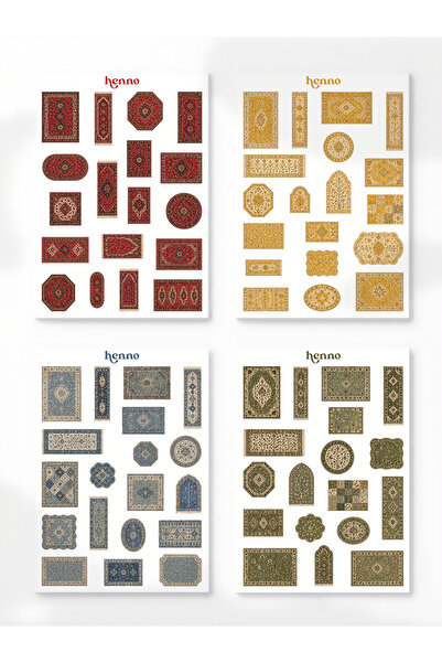 Henno Vintage Carpet Temalı 4'lü Sticker Seti (A6 10,5x14,8 cm) | Ajanda, Def...