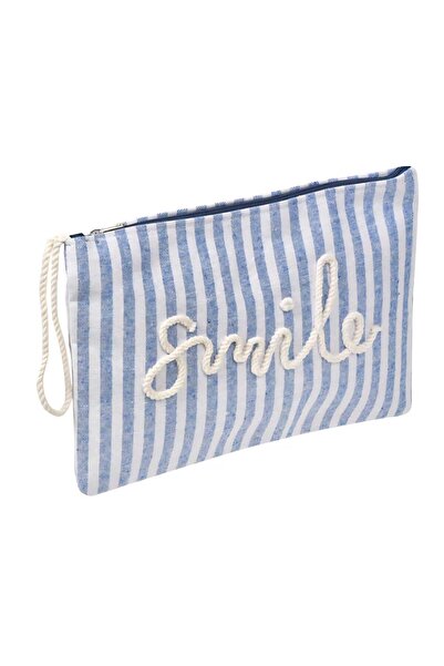 ADDA Portfard Alb Ciel cu Dungi Smile din Sfoara & Maner 32x22cm