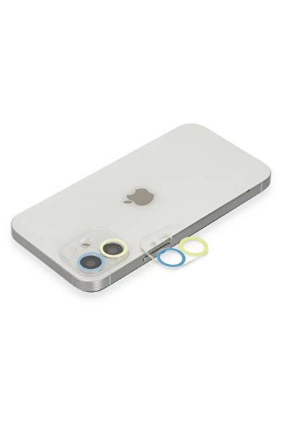 TİMİON iPhone 12 Mini Colorful Camera Lens Protection Glass - Yellow-Blue Ple...