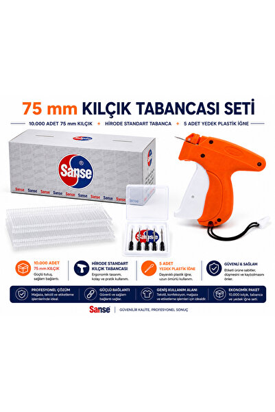 Sanse 75 mm Kılçık Tabancası Seti – 10.000 Adet 75 mm Kılçık + Hirode Standar...
