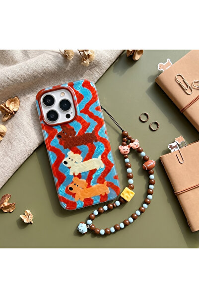 Innovate Store İphone 15 Plus Uyumlu Köpek Desenli Kılıf - Boncuklu Telefon A...