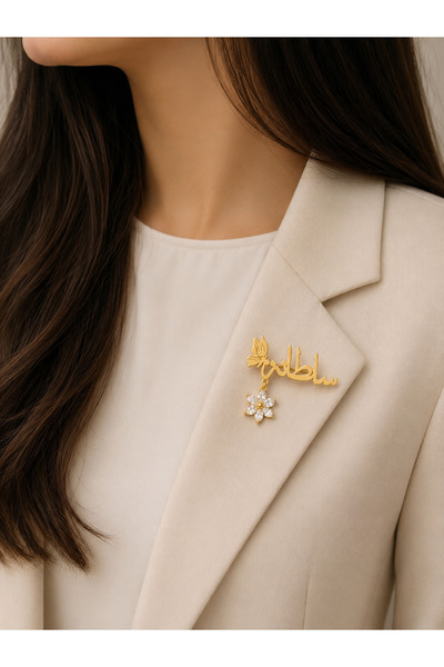 MorooJ Gold Plated Brooch Custom Name Engraving / 0561331716