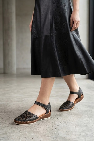 Solly Well Foot 26019 Black Genuine Leather Women's Ballerinas