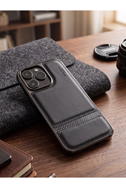 DEERDERİ İphone 16 Pro Uyumlu Kamera Korumalı Deri Telefon Kılıfı