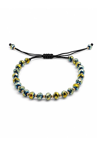 Aur 585 Brățară unisex reglabilă pe șnur cu hematit și aur galben 14k, 0,86 g