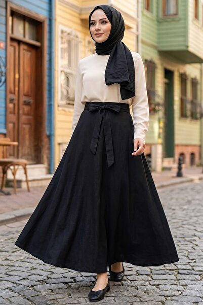 TOFİSA Belted Belted Skirt Black - 28521-Black