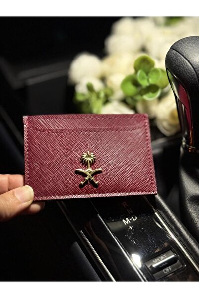 happiness corridor Sevin and Palm Logo Burgundy Leather Card Wallet