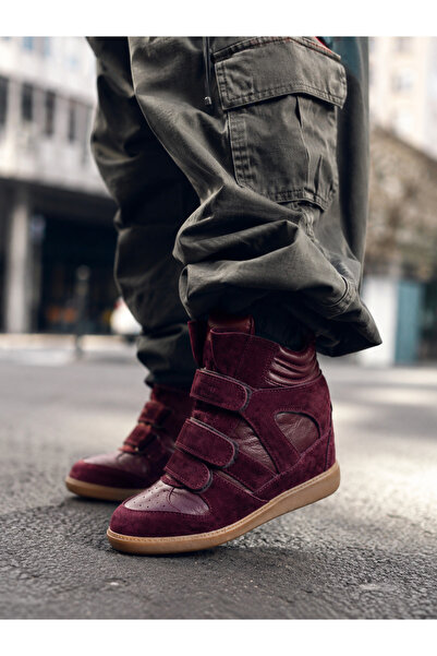 LitaLife Hakiki Deri Gizli Ökçe Süet Kadın Sneakers Bot Ayakkabı