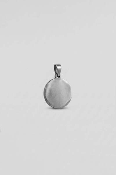 ablukaonline Unisex Round Plate Steel Pendant Silver