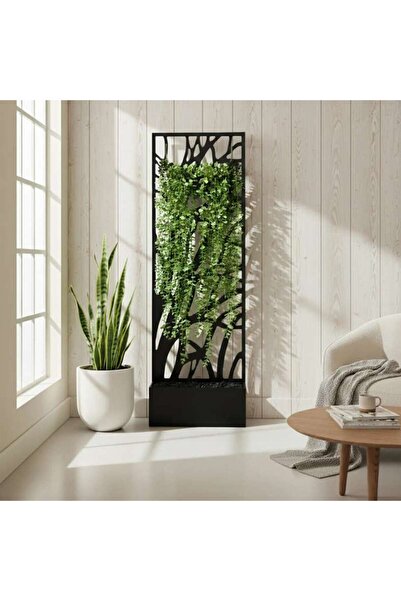 PAN HOME Wolver Metal Screen With Planter 50x15x130cm - Matt Black
