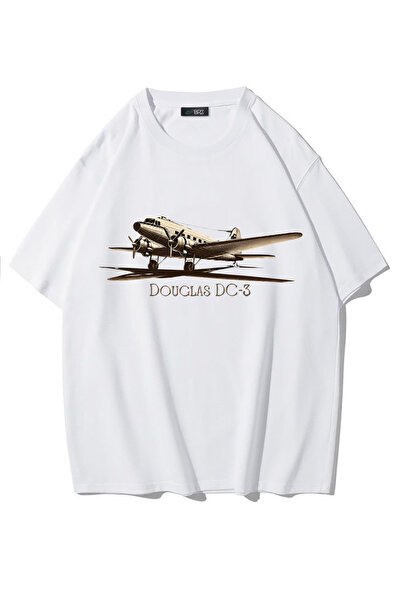 BRZ COLLECTION Tricou unisex oversize Douglas DC3 ALB