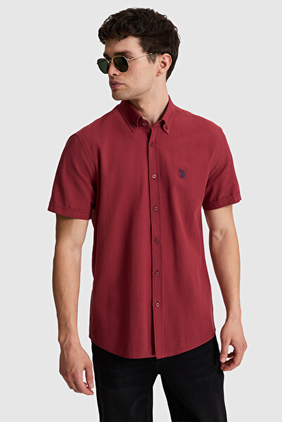 U.S. Polo Assn. Erkek Vişne Kısa Kollu Gömlek 50324727-VR223
