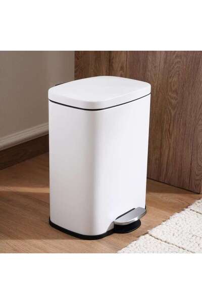 PAN HOME Primo Fingerprint Resistant Metal Pedal Bin 28.6x26x38cm 12l - White