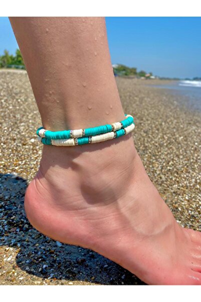 Beykan handmade Elastic Fimo 2-Pack Anklet