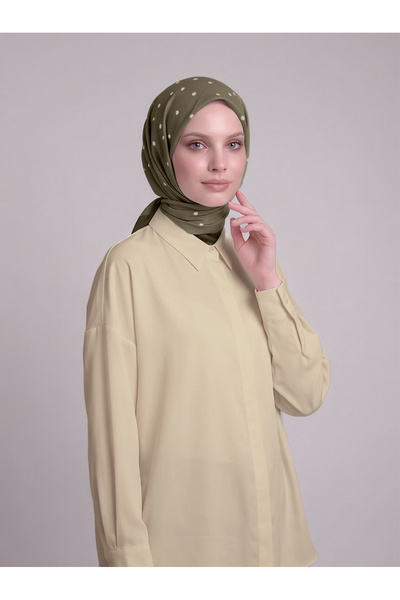 Ayshara Score Patterned Single-Sided Scarf - Khaki Green
