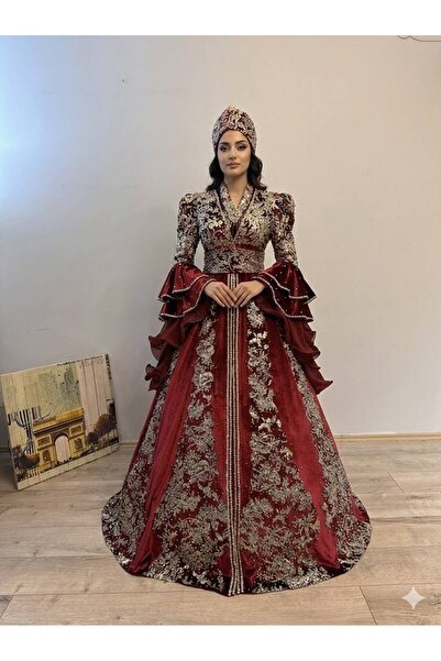 ZK ZÜMRÜT KAFTAN Bordo Gümüş Kaftan