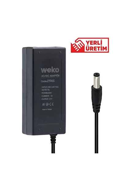 Genel Markalar Weko 21 Volt 2 Amper Yerli Üretim Masaüsütü 5.5*2.5 Uçlu Şarjl...