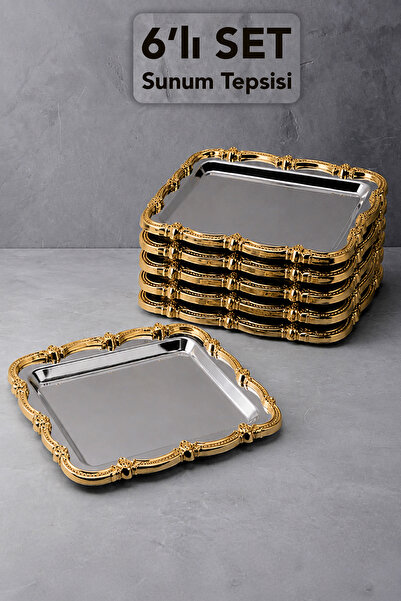 Meleni Home 6-Piece Rose Detail Presentation Tray - Decorative Serving and Pr...