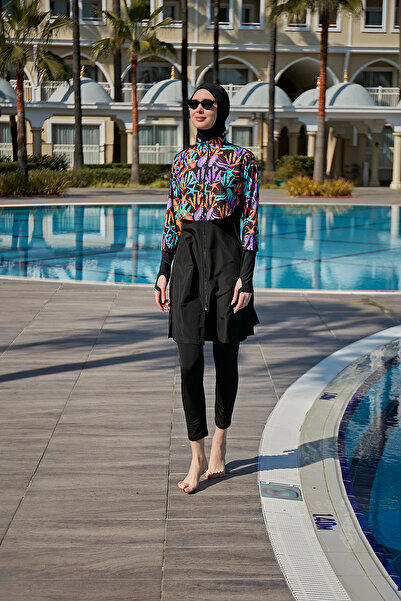 REMSA Mercani Front Covered Full Covered Hijab Swimsuit Rms-R105-26 Black