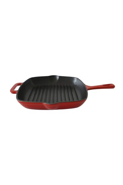 Cumpara-Istet Tigaie grill din fontă emailată, 27 cm, pătrată, interior negru...