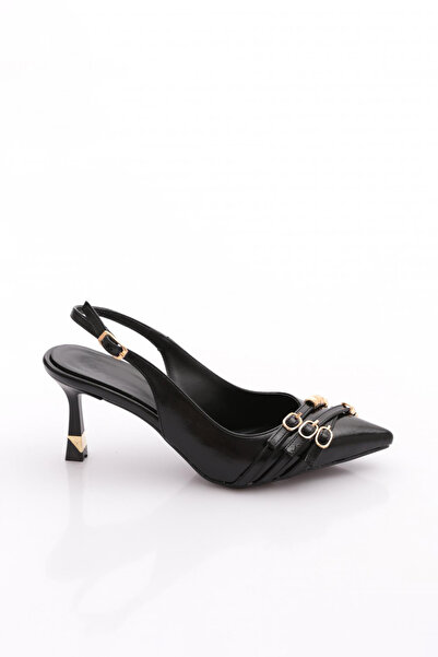 DGN 2029 Women's Belt Buckle Detailed Heeled Shoes