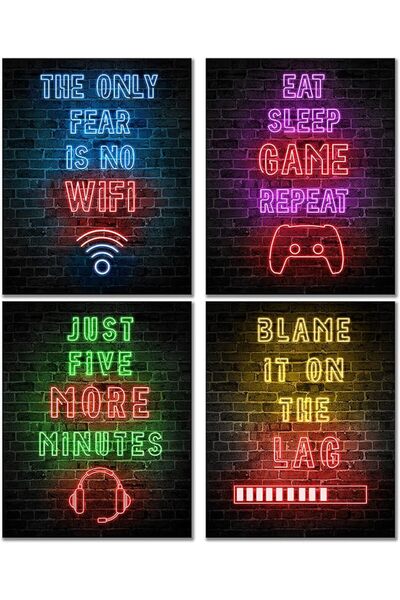 ESSESORIES Waschbär Neon Gaming Boys Gaming Boys Gamer Poster Wall Art Room D...