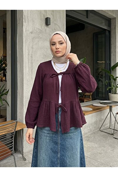 Naknaku Two-Tie Muslin Tunic-Burgundy