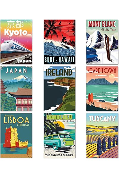ESSESORIES Vintage Aesthetic Poster Wall Art Set of 3 Room Decor Self Adhesive