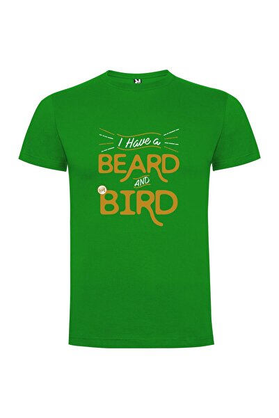 iLovePrints Bearded Bird on Black Tshirt