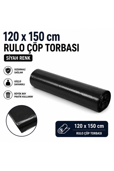 Mçb Group 120x150 cm Siyah Rulo Çöp Torbası Konteyner Tipi Ağır Hizmet Çöp Po...