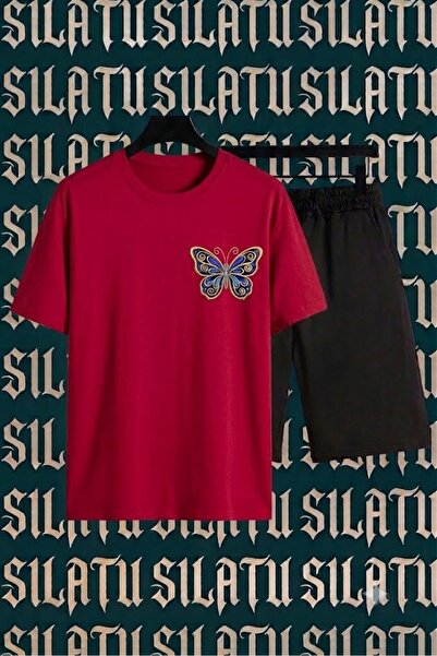 SILATU طقم تي شيرت وشورت مطبوع عليه فراشة زرقاء