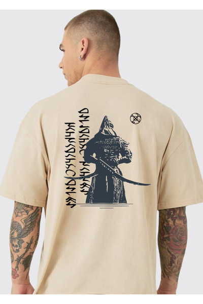 VEK Cengizhan Special Design Oversize T-Shirt with Göktürk Alphabet Back Print