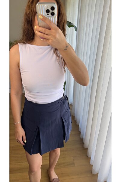 Butikrenginyılmaz Sleeveless Basic Bodysuit with Side Ruching Detail