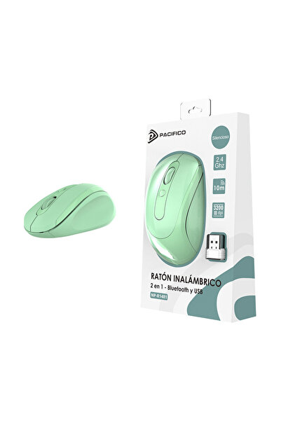 Pacifica Безжична мишка Pacifico NP-R1481, 2 в 1 - Bluetooth и USB, Ментово з...