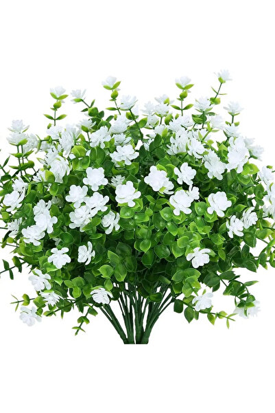Choice 4pcs white 4 Bundles Artificial Plants UV Resistant Faux Bushes Plasti...