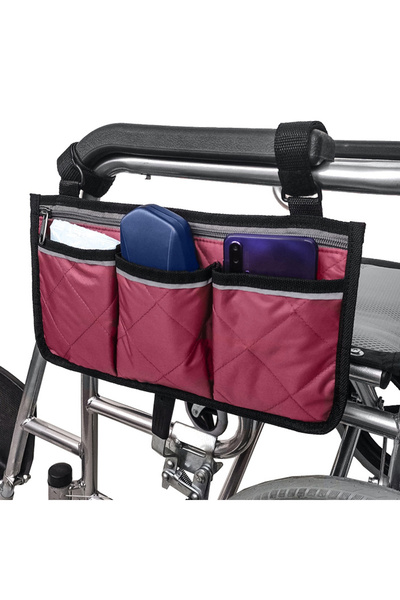 Choice4 20cm*30cm Burgundy Wheelchair side armrest bag Reflective strip Porta...