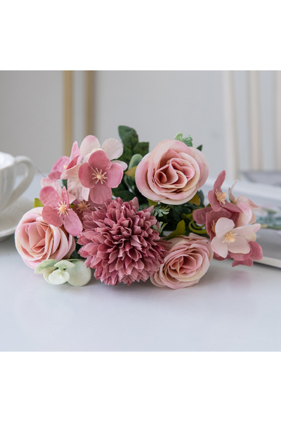 Choice1 1pc Deep Pink 1/4pcs Artificial Flower Rose Chrysanthemum Silk Bridal...