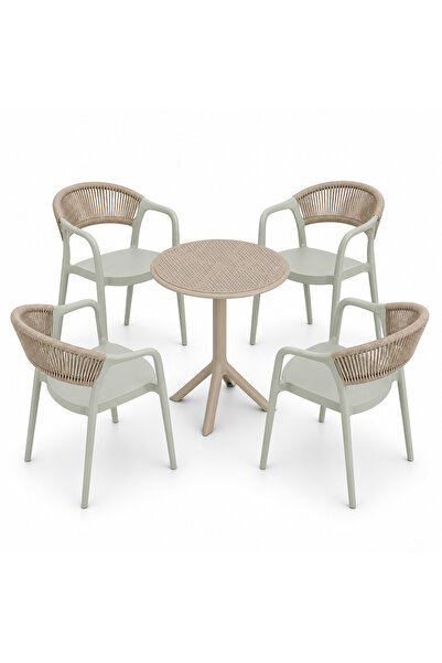 Saray Home Σετ (5 τεμάχια) Τραπέζι με 4 Καρέκλες 60x60x70 Clelia Απαλό χακί -...