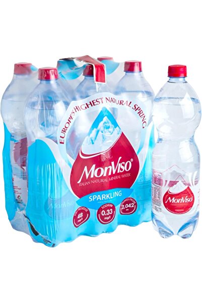 MONVISO Sparkling Natural Mineral Water 1L PET Bottles | Single Carton, 6 Bot...