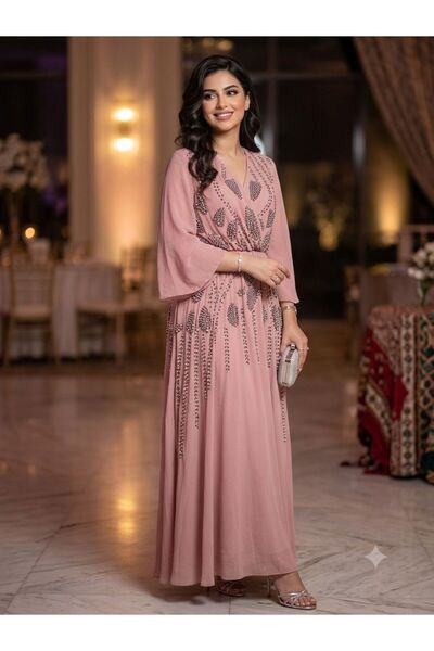 Pyramid masterpieces Pink Embroidered Evening Dress