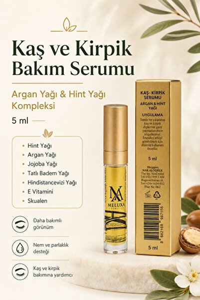 Meluxa Kaş ve Kirpik Bakım Serumu 5 ml Argan Yağı ve Hint Yağı İçerikli Kirpi...