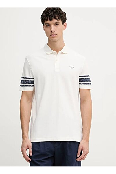 Guess تي شيرت بولو أبيض للرجال M6GP03K3071-G018