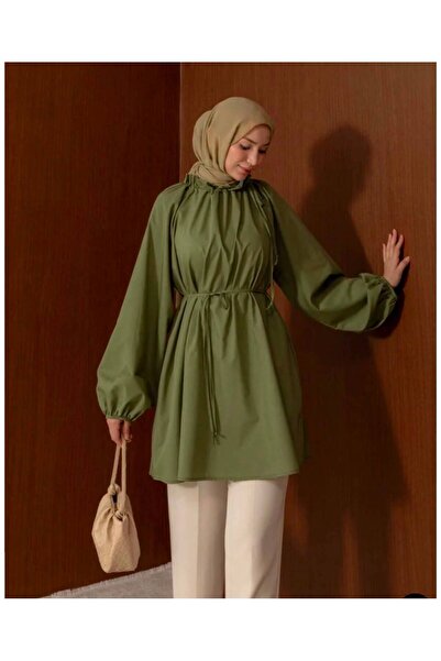 TESETTÜR AKBAŞ yakası bağcıklı poplin tunik