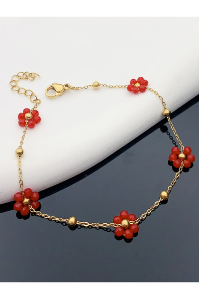 Choice 21cm red 1 fashion girls new red small flower bracelet birthday gift D...