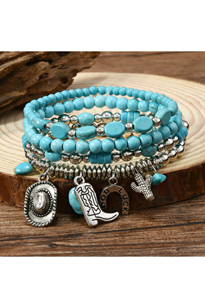 Choice Light Yellow Gold Color Fashion Bohemia Turquoise Beaded Bracelets For...